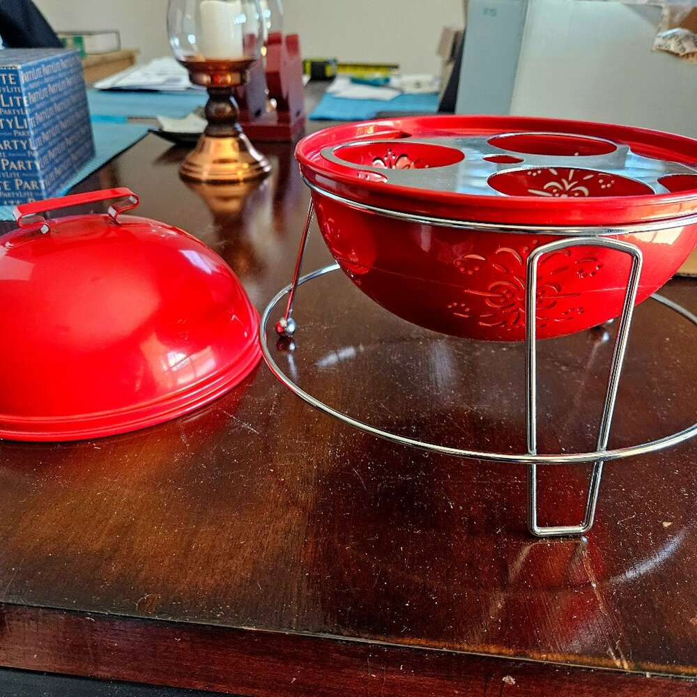 Party Lite Tea Light BBQ Candle Holder Red